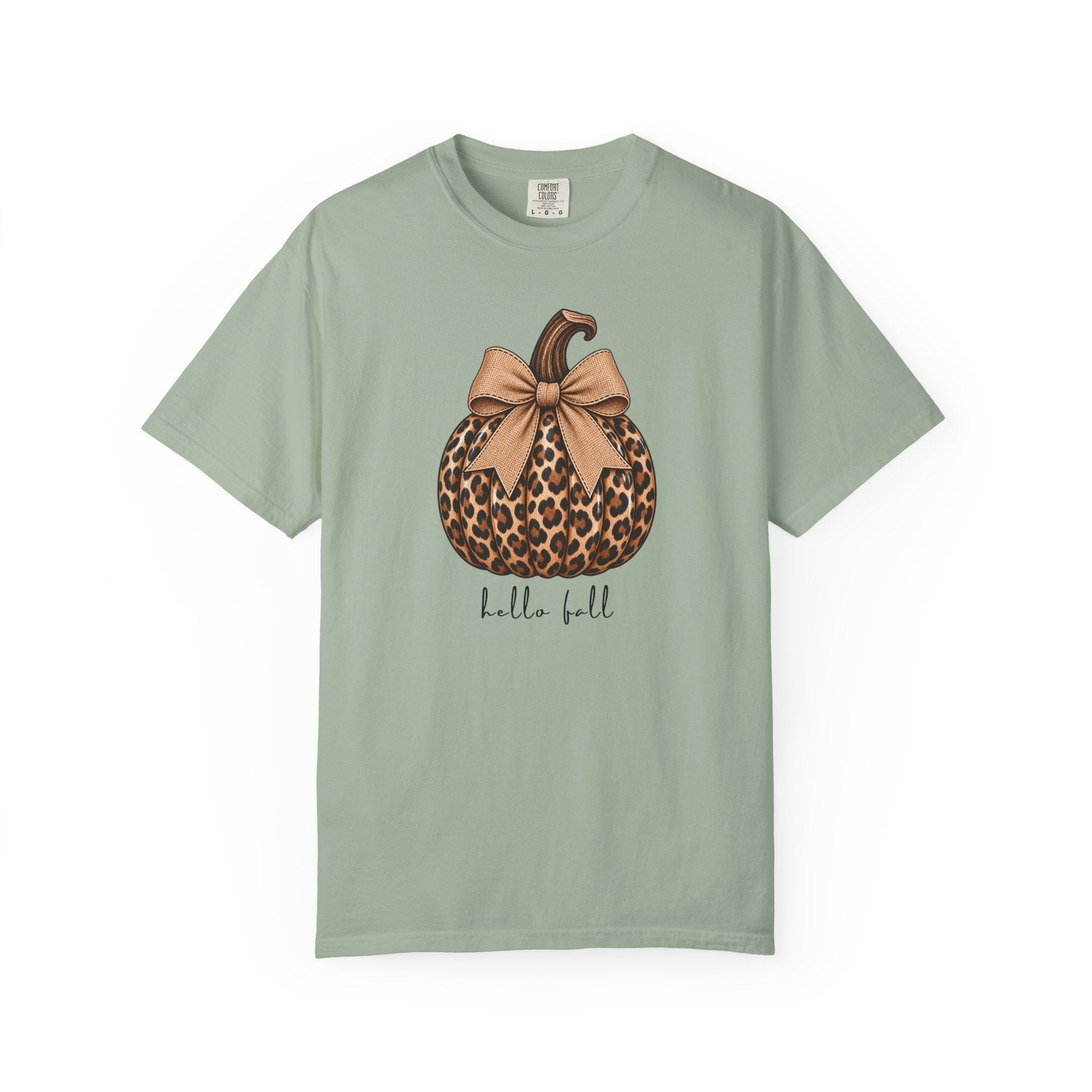 Hello Fall, cheetah pumpkin t-shirt