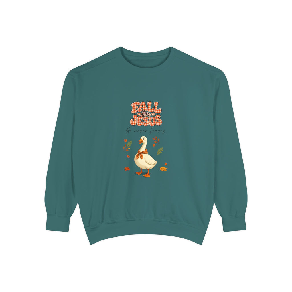 Fall into Jesus, goose crewneck