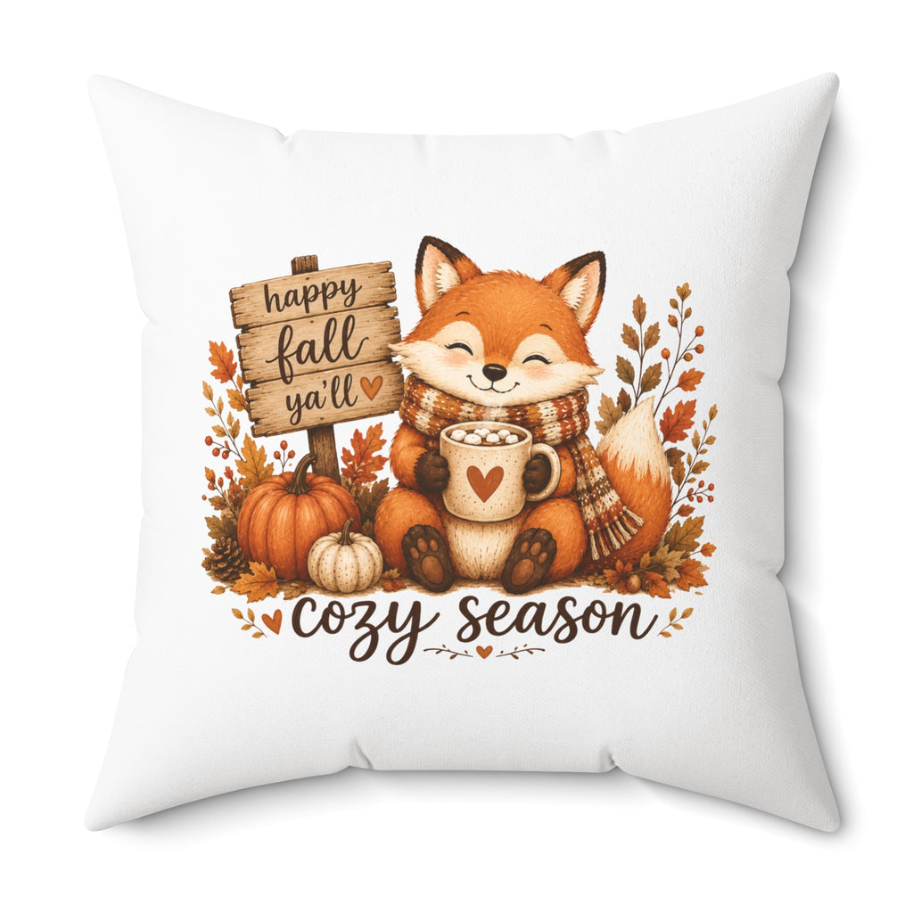 Fox Hello Fall Ya'll Square Pillow