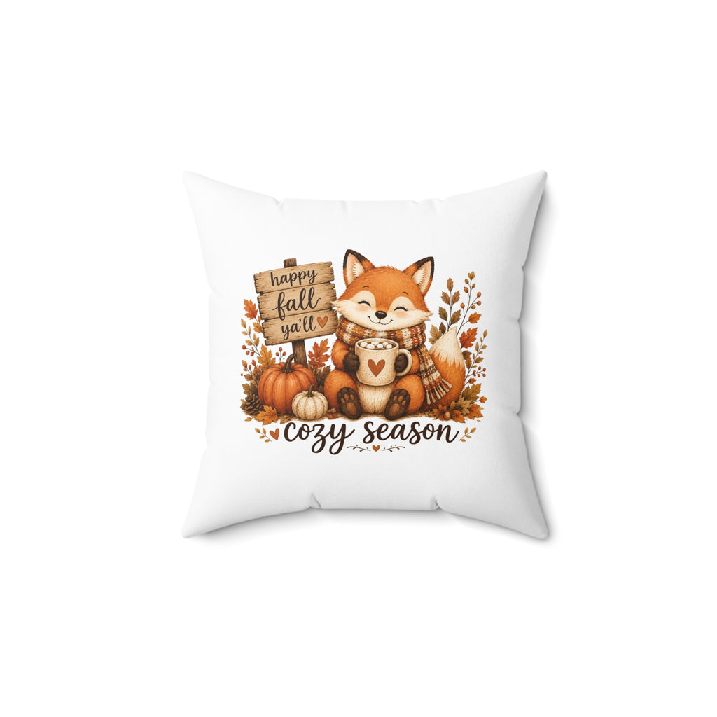 Fox Hello Fall Ya'll Square Pillow