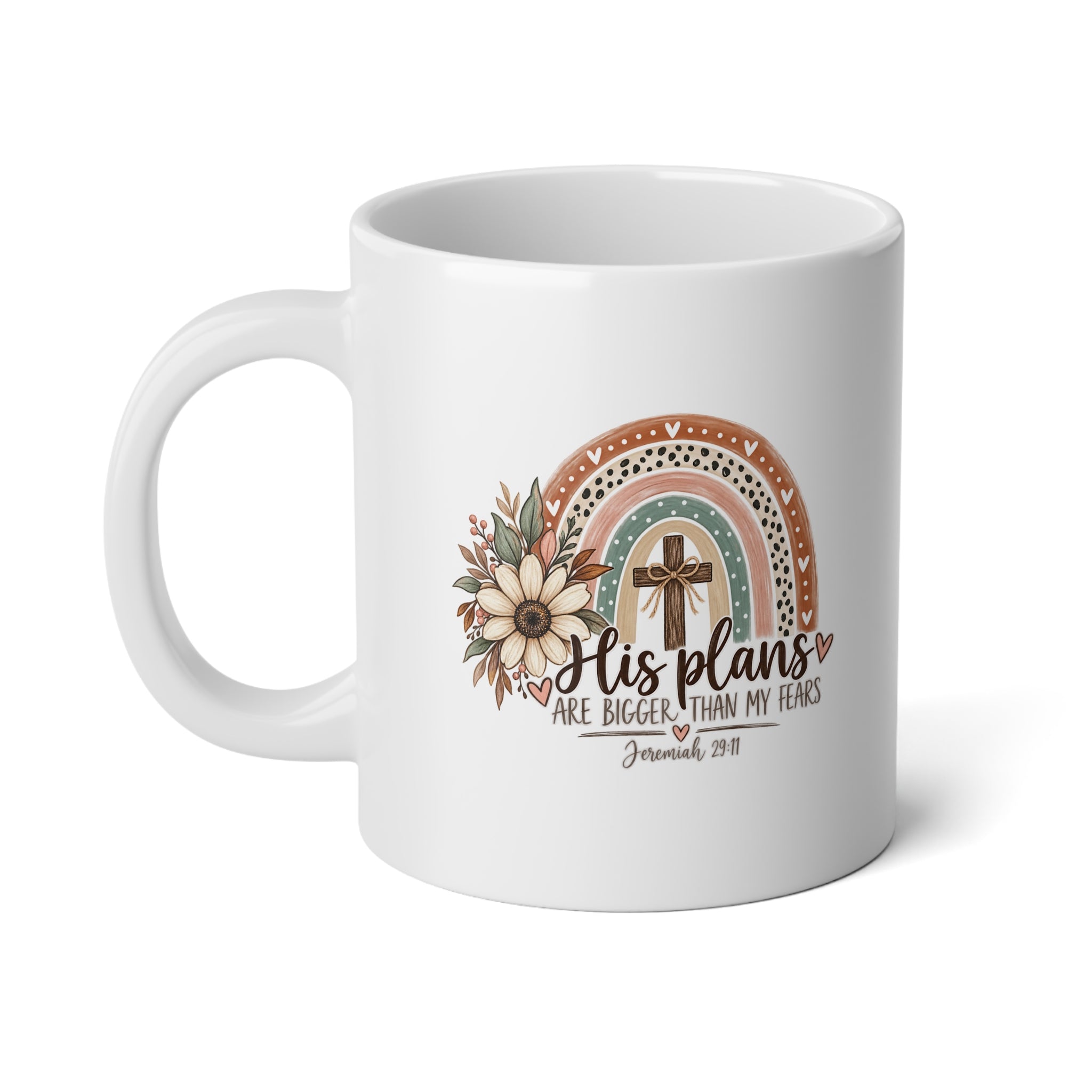 His Plans are Bigger, Boho Rainbow Jumbo Mug, 20oz