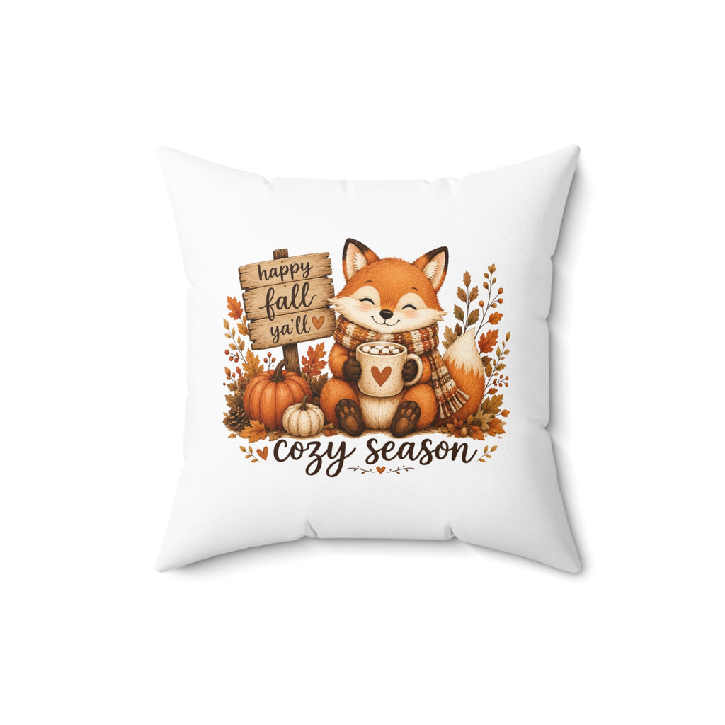 Fox Hello Fall Ya'll Square Pillow