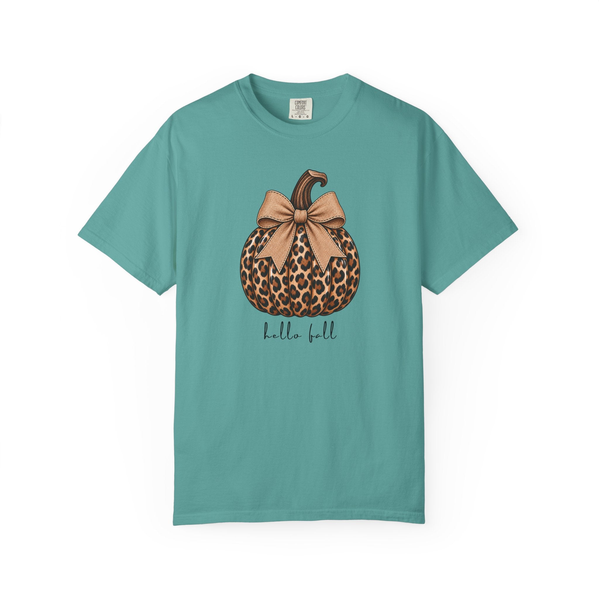 Hello Fall, cheetah pumpkin t-shirt