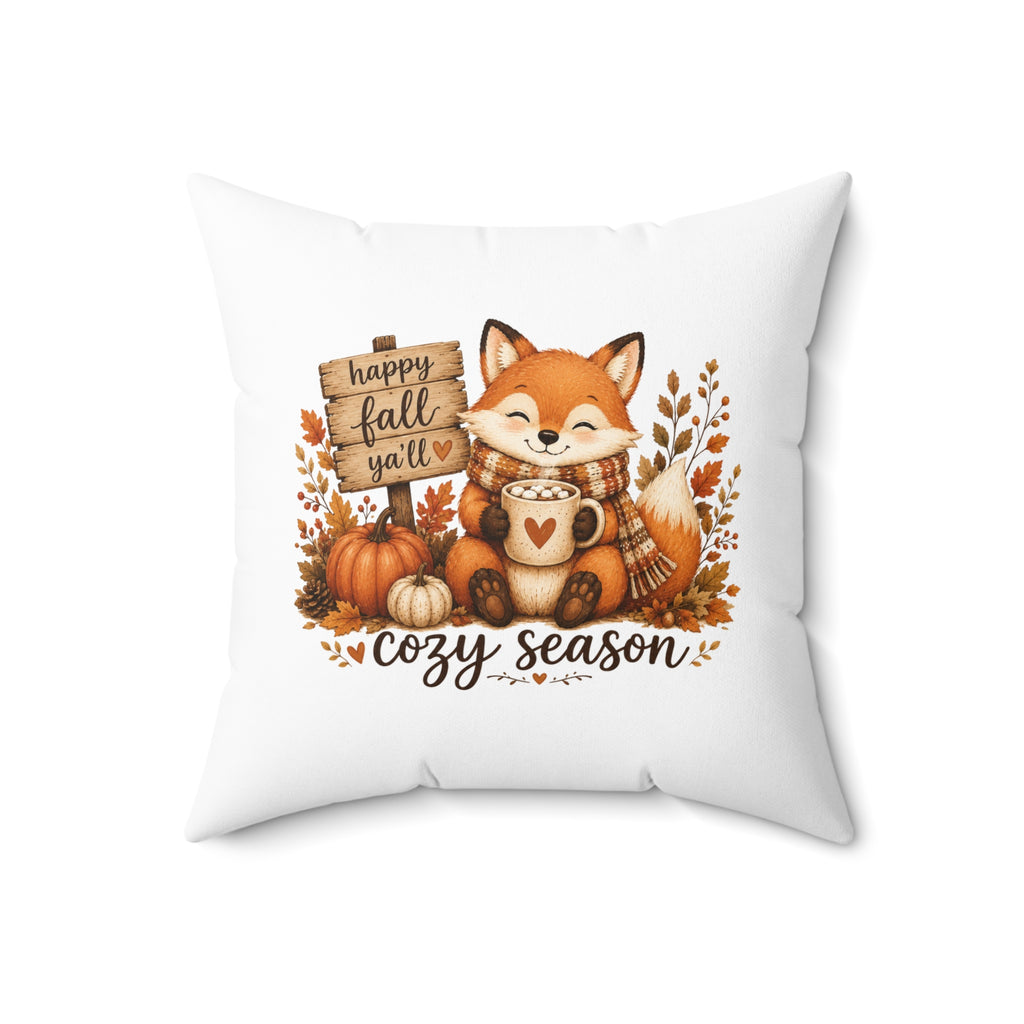 Fox Hello Fall Ya'll Square Pillow