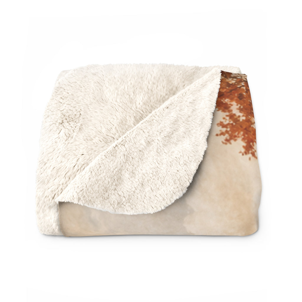 Fall Barn Sherpa Fleece Blanket