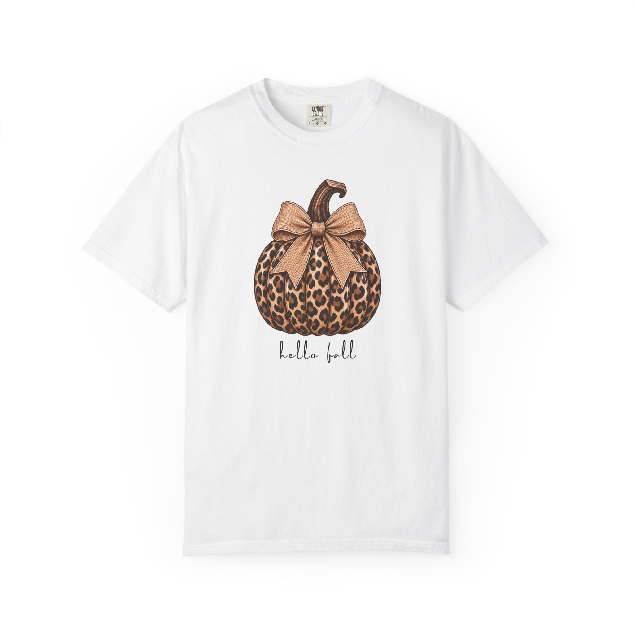 Hello Fall, cheetah pumpkin t-shirt
