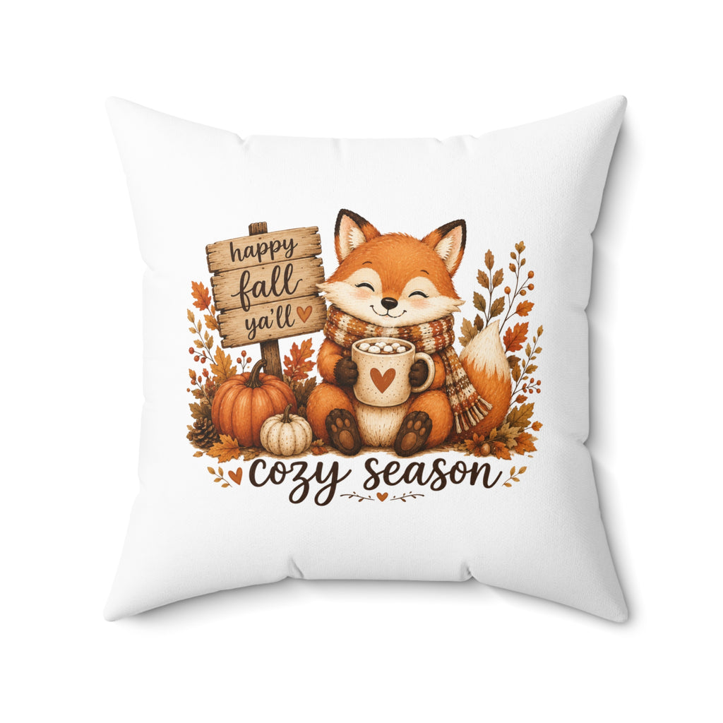 Fox Hello Fall Ya'll Square Pillow
