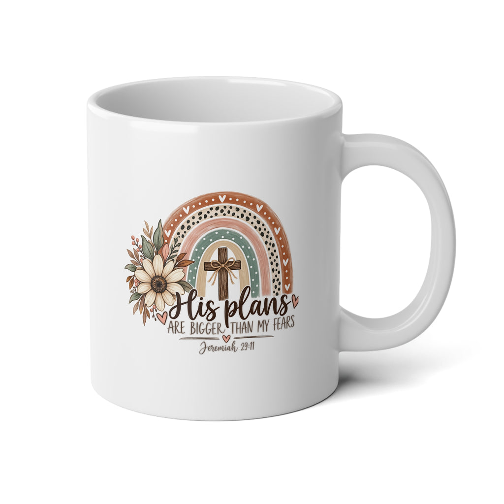 His Plans are Bigger, Boho Rainbow Jumbo Mug, 20oz