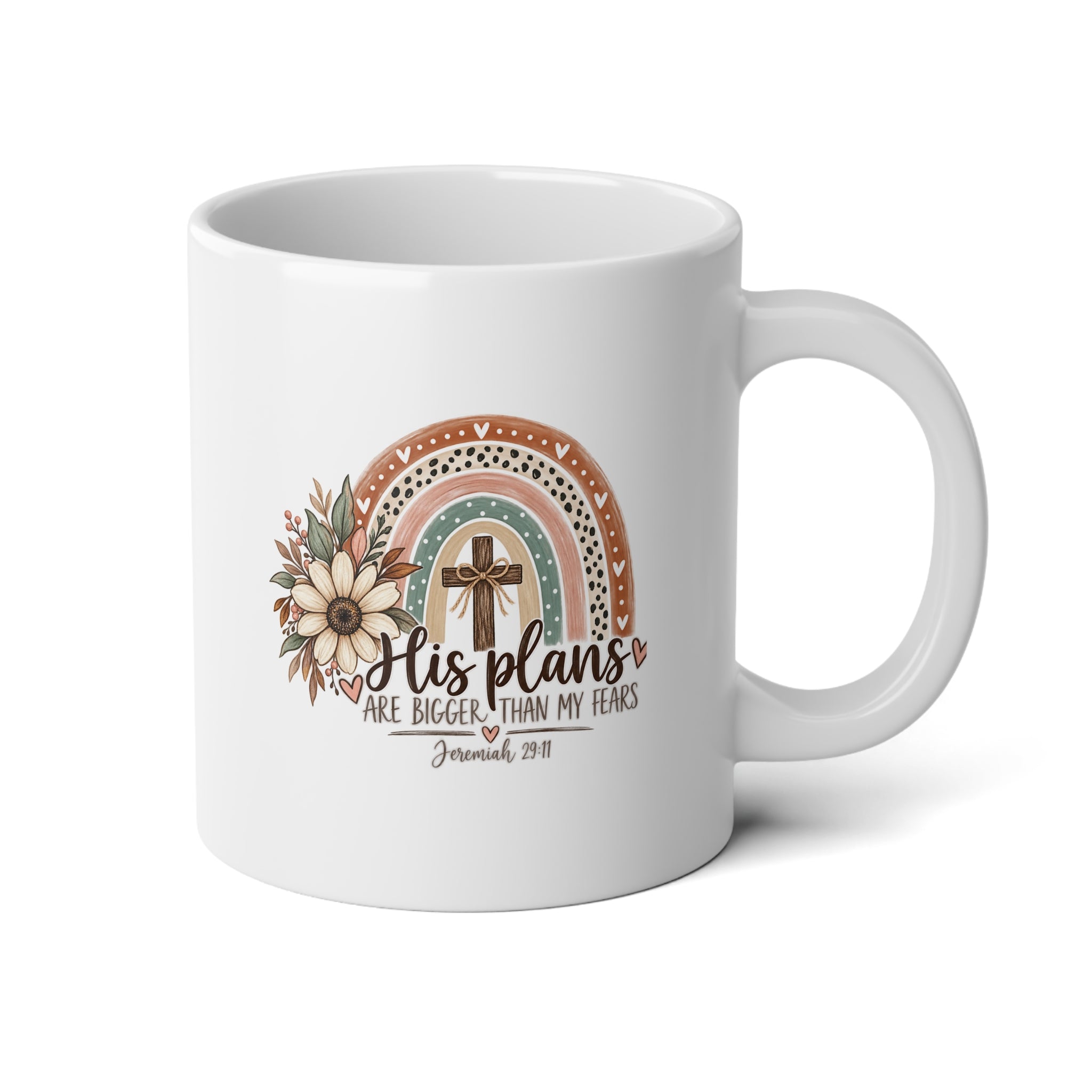His Plans are Bigger, Boho Rainbow Jumbo Mug, 20oz