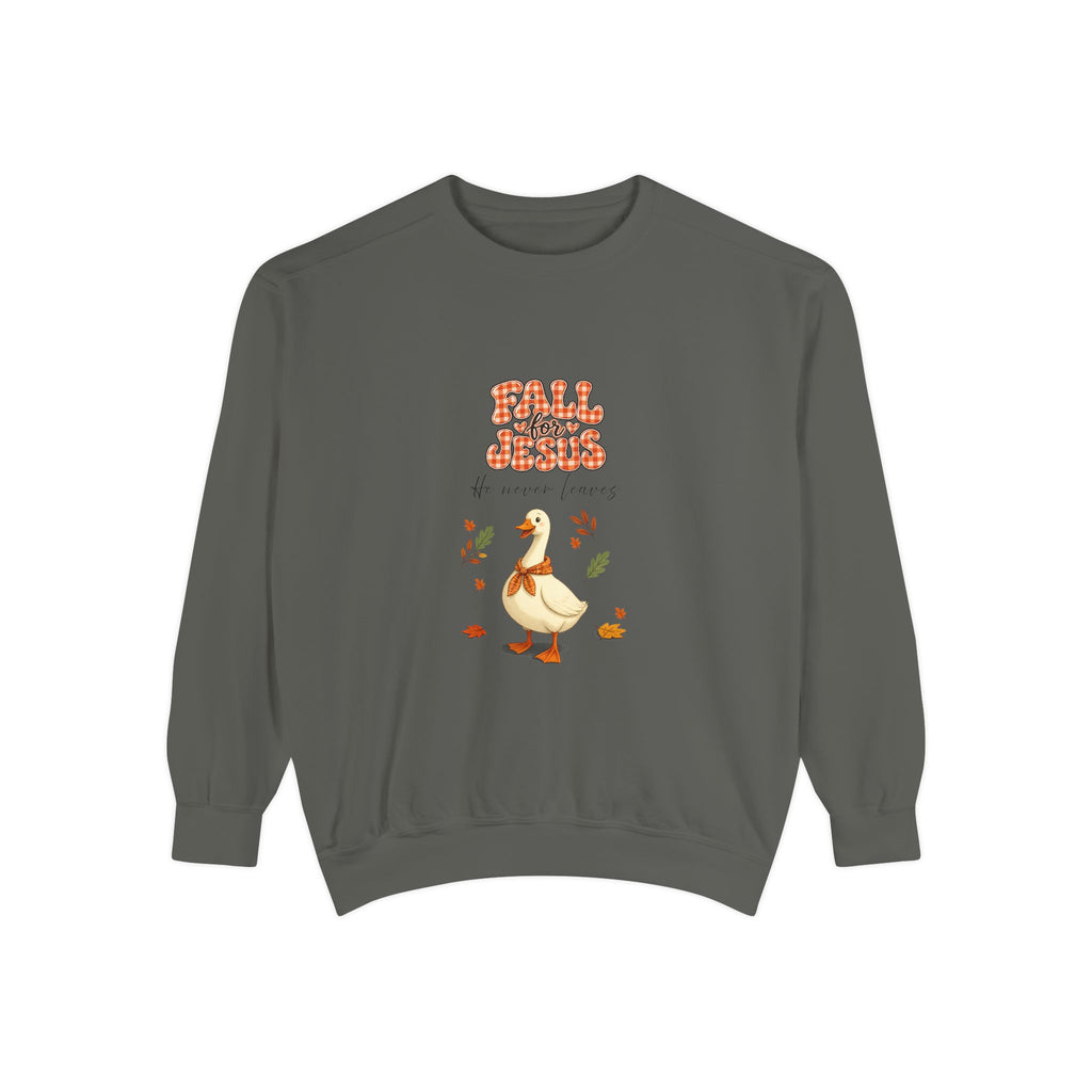 Fall into Jesus, goose crewneck