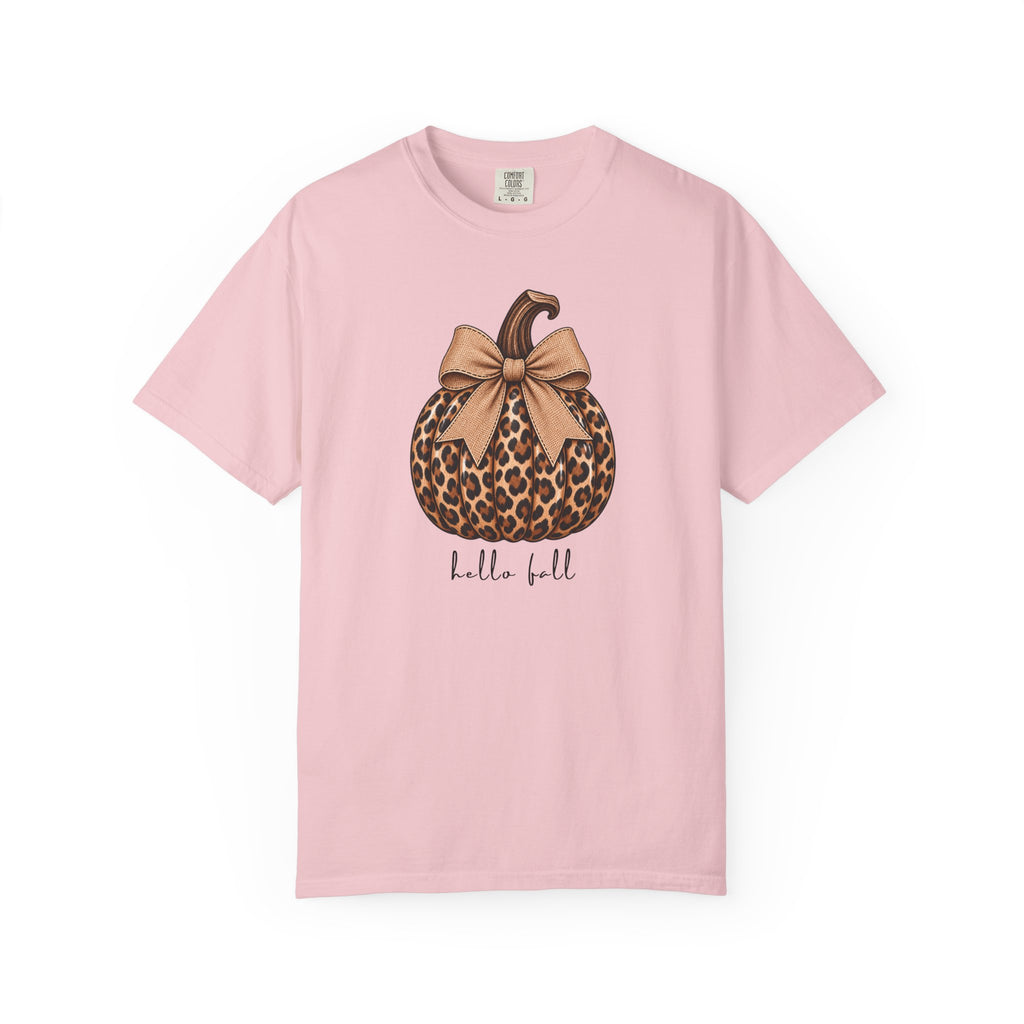 Hello Fall, cheetah pumpkin t-shirt