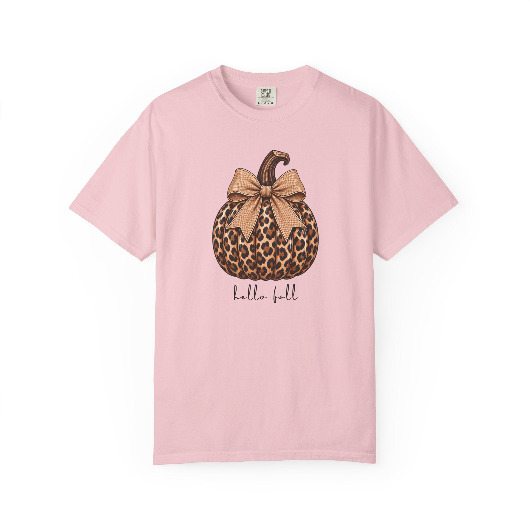 Hello Fall, cheetah pumpkin t-shirt