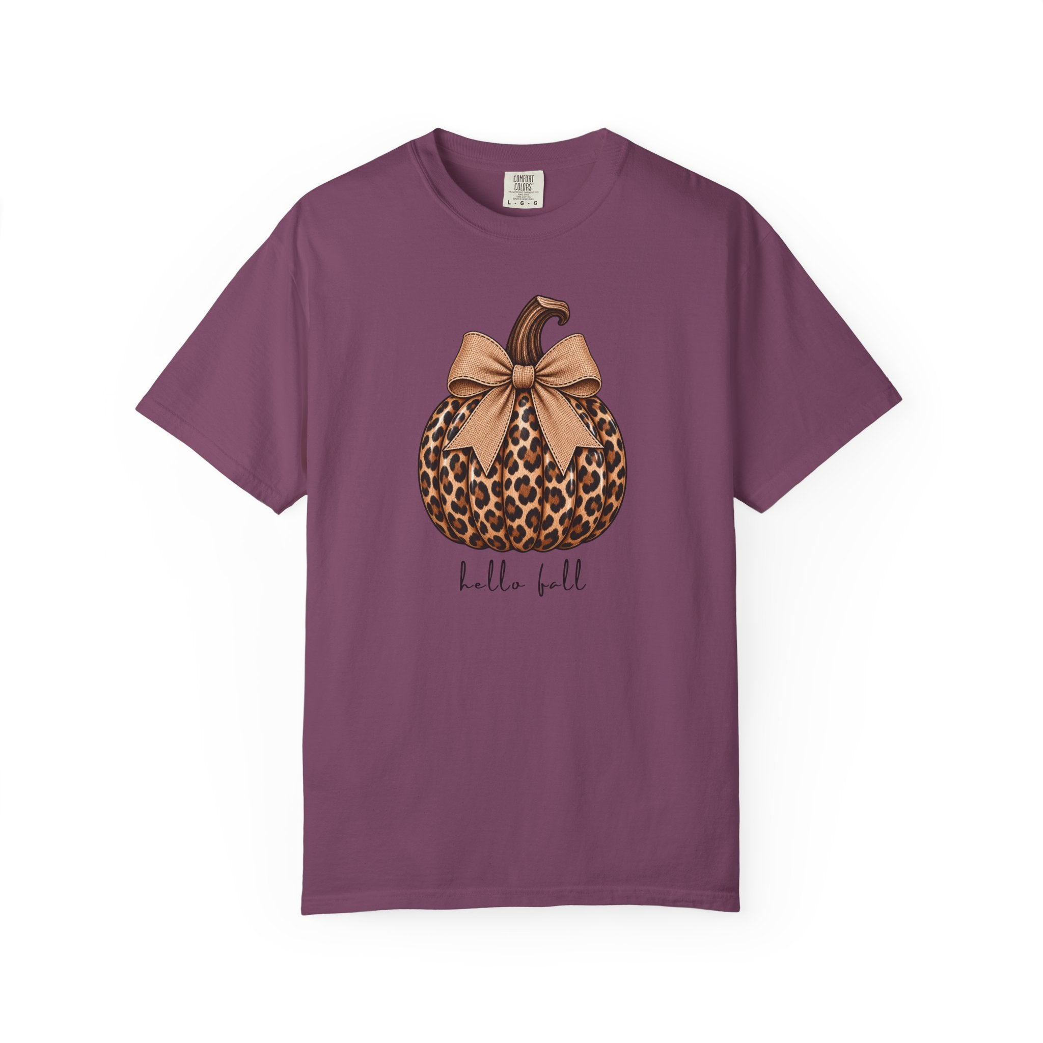 Hello Fall, cheetah pumpkin t-shirt