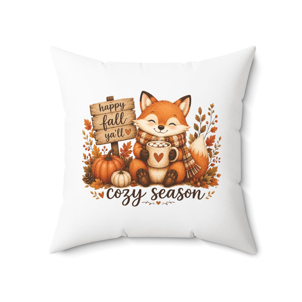 Fox Hello Fall Ya'll Square Pillow